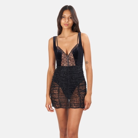 NWT For Love & Lemons Jourdan Velvet Mini Dress - Picture 8 of 14